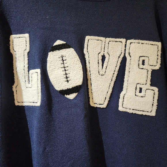 Just Madison Navy Love Football Graphic Sweater S NWOT - Picture 3 of 4